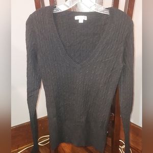 AphOrism Women's Nylon, Angora, Wool V-neck Woven Pattern Sweater